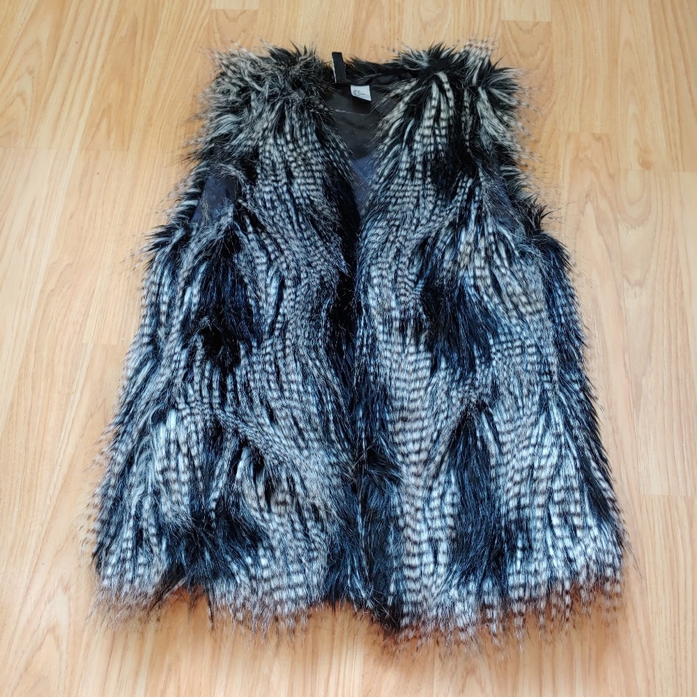 Multicolored faux fur vest